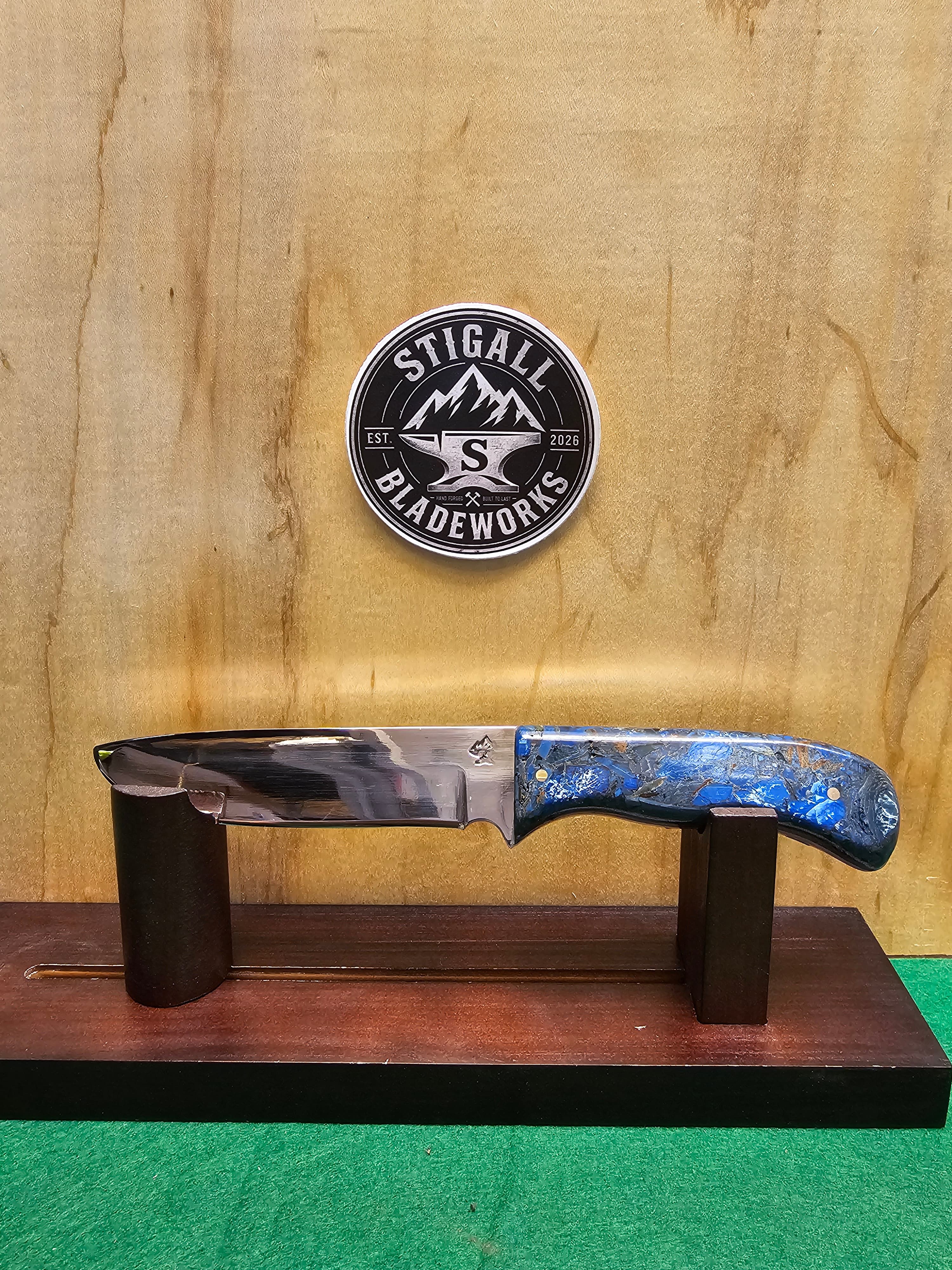 The Archer's Blade — hand-forged bushcraft knife in 1084 with a Stabilized Mammoth Ivory handle by Stigall Bladeworks