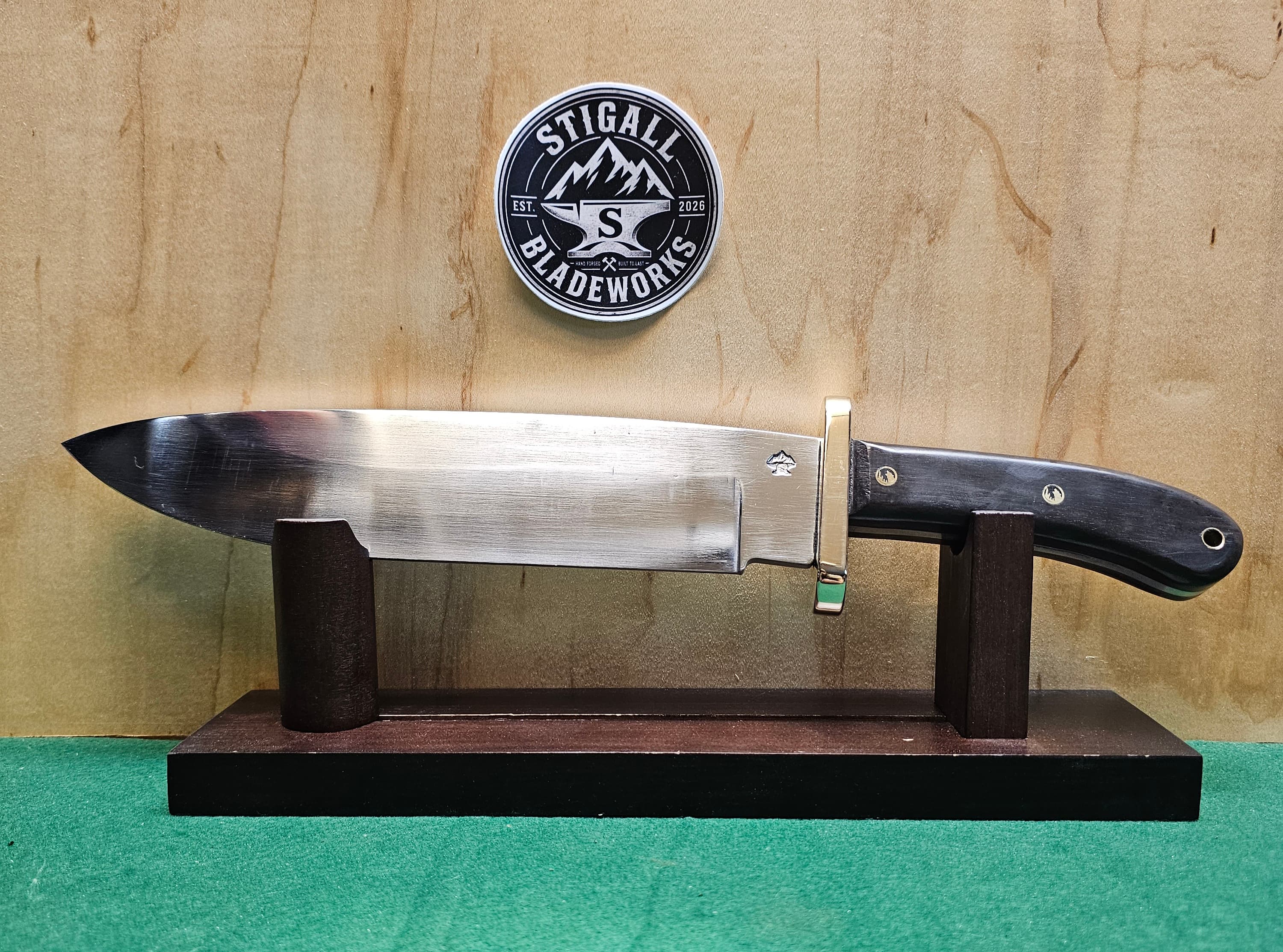 Frontiersman Bowie — hand-forged bowie knife in 1084 with a Black Ebony handle by Stigall Bladeworks